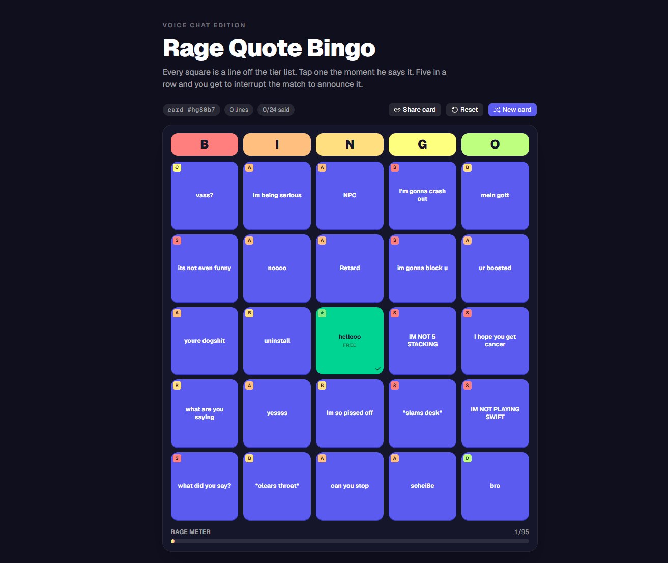 Cardify - Bingo Card